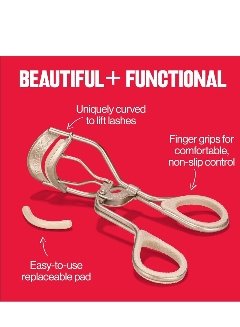 Designer Series Lash Curler, Eyelash Lift for an Eye Opening Look, with Finger Grips for a Non Slip Grip, Easy to Use, 1 Count Beige