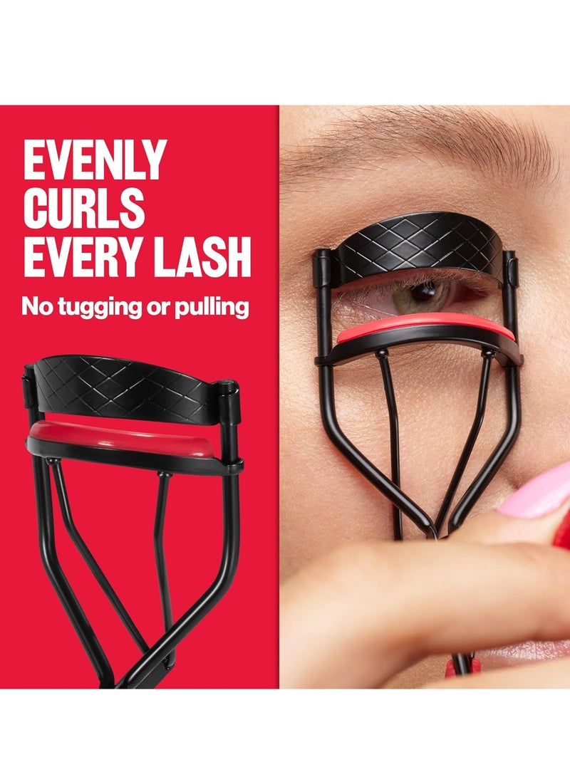 Extra Curl Eyelash Curler, Beauty Stocking Stuffers for Women, Gives All Day Dramatic Curl, Finger Grips for Non-Slip Grip, 1 Count Black/Red