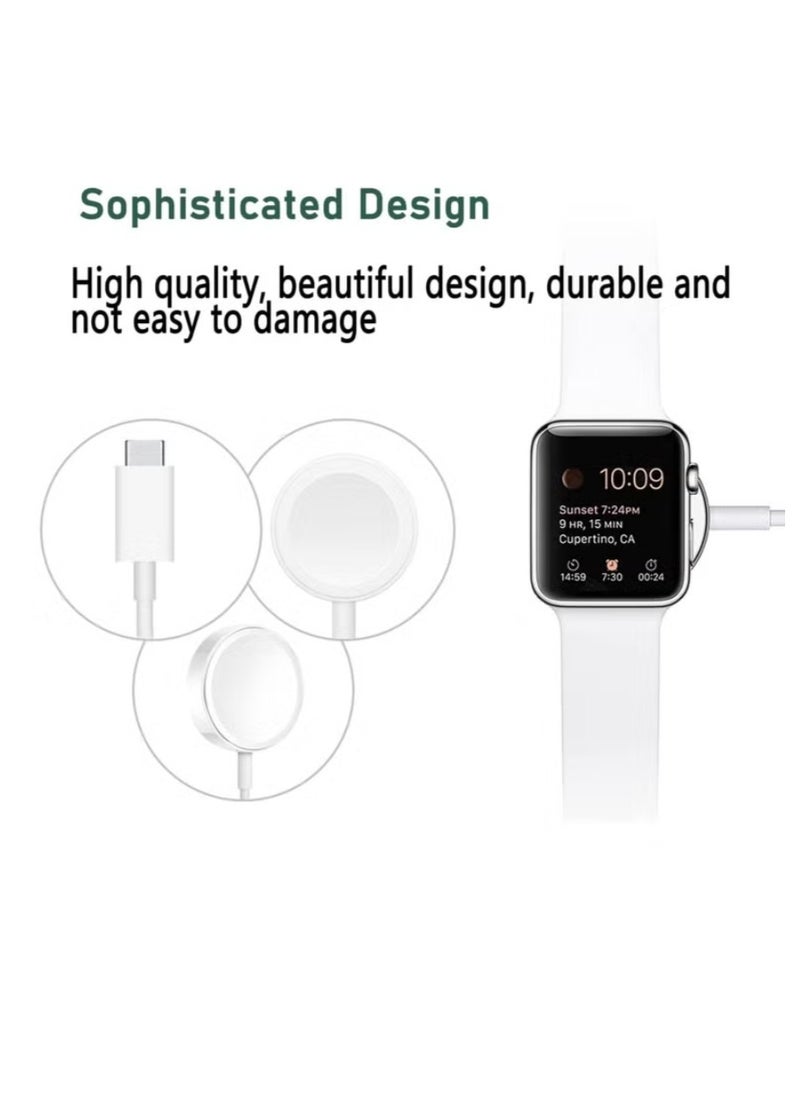 Magnetic Upgraded for Apple Watch Magnetic Fast Charger to USB-C Cable (1m/Portable) Magnetic Wireless Charging Compatible with Apple Watch Series 8/7/6/SE/5/4/3/2/1