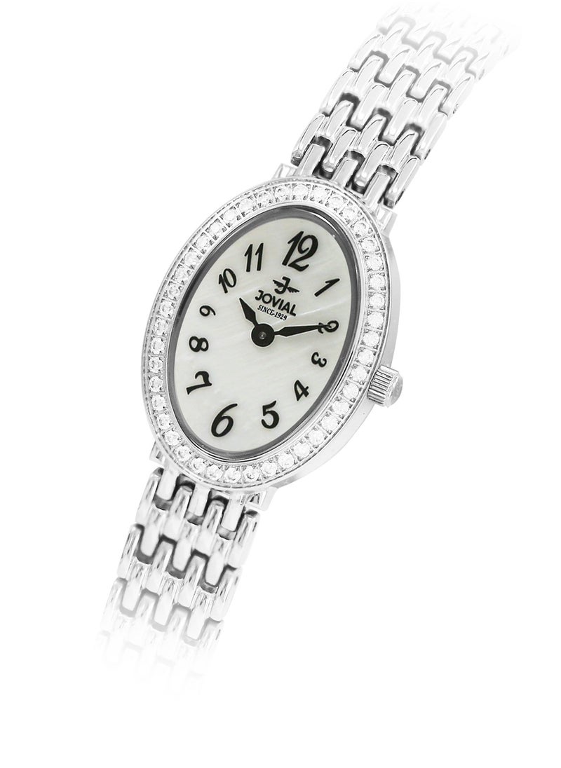 JOVIAL 16056LSMQ01ZE Women's Stainless Steel Watch,19mm, White Dial