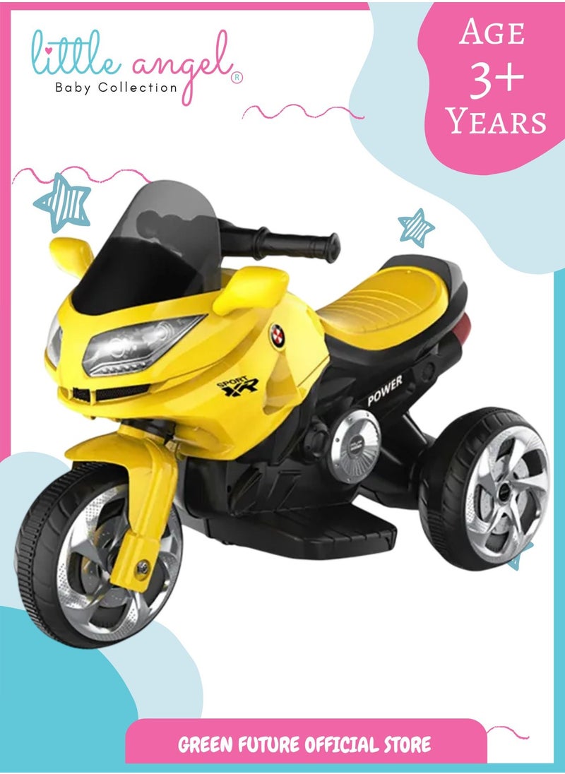 Kids Electric Ride On Motorcycle Battery Powered 3 Wheel Toy Bike for Children with Lights, Sounds, and Safe Design for Outdoor Fun