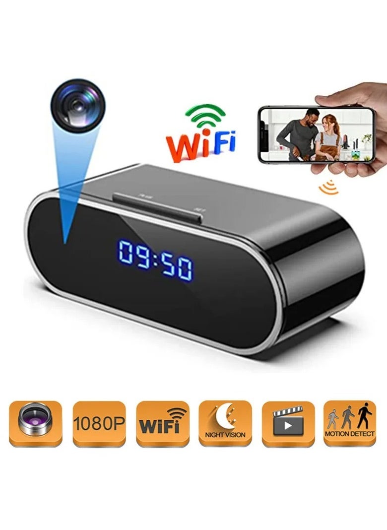 HD Wifi Secret Clock Mini Camera IR Night Vision Motion Detect Digital Clock APP Remote Monitoring Camcorder