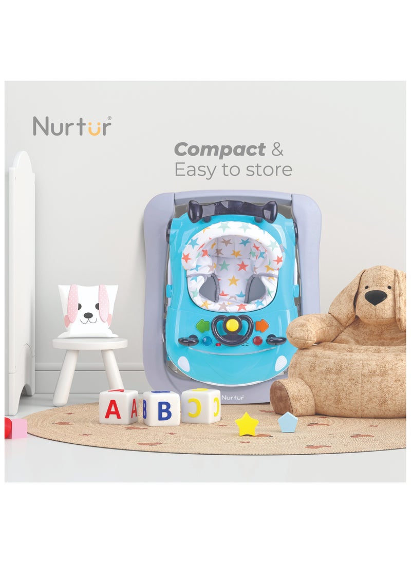 Nurtur 4 In 1 Baby Multi Walker-rocking Function- Music - 5 Height Adjustment- feeding table, car mould, easy fold - Multi