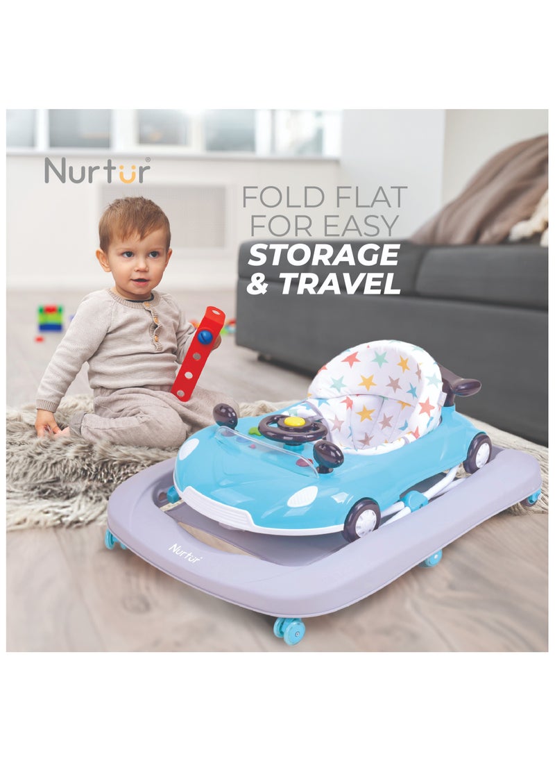 Nurtur 4 In 1 Baby Multi Walker-rocking Function- Music - 5 Height Adjustment- feeding table, car mould, easy fold - Multi