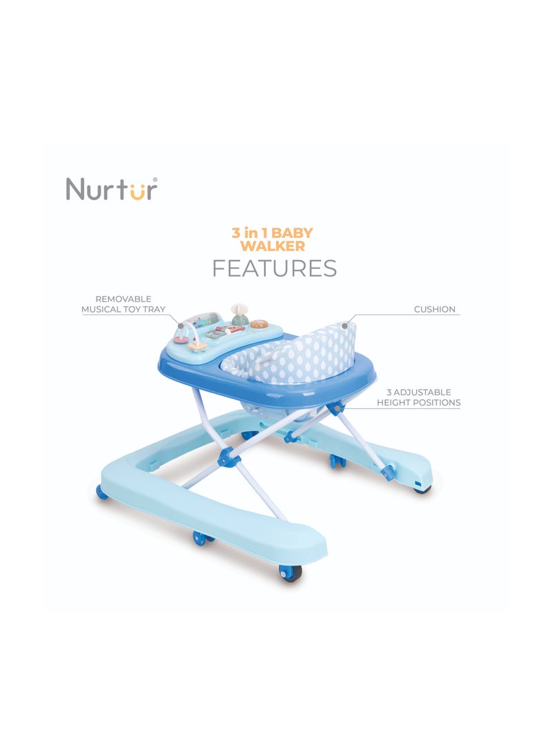 Nurtur 3 In 1 Baby Multi Walker-rocking Function- Music - 3 Height Adjustment, easy fold - Multi