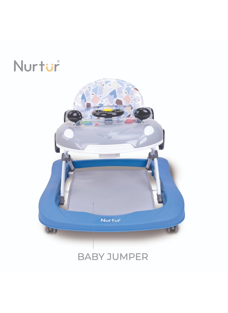 Nurtur 4 In 1 Baby Multi Walker-rocking Function- Music - 5 Height Adjustment- feeding table, car mould, easy fold - Multi