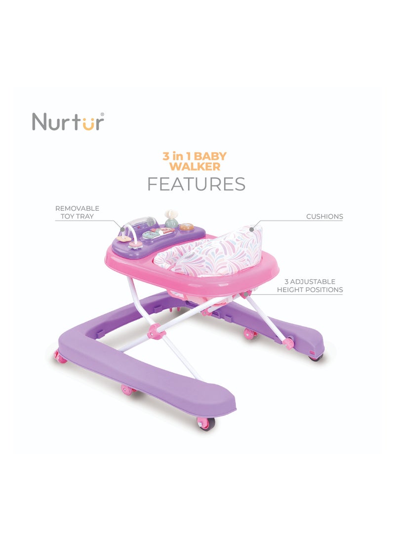 Nurtur 3 In 1 Baby Multi Walker-rocking Function- Music - 3 Height Adjustment, easy fold - Multi