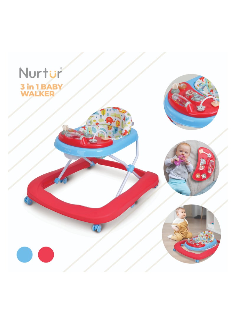 Nurtur 3 In 1 Baby Multi Walker-rocking Function- Music - 3 Height Adjustment, easy fold - Multi