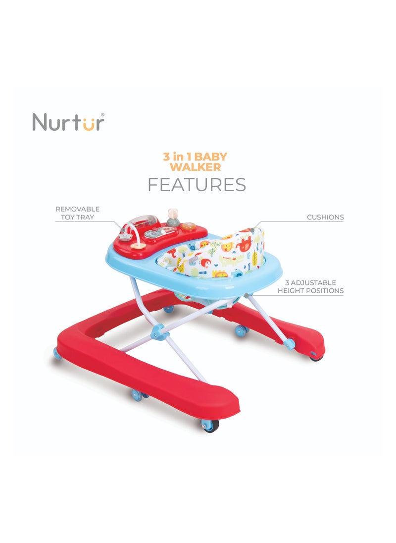 Nurtur 3 In 1 Baby Multi Walker-rocking Function- Music - 3 Height Adjustment, easy fold - Multi