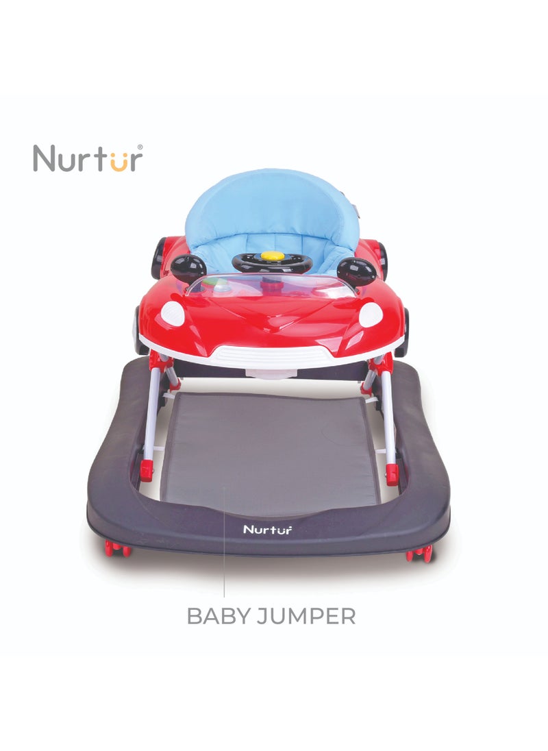 Nurtur 4 In 1 Baby Multi Walker-rocking Function- Music - 5 Height Adjustment- feeding table, car mould, easy fold - Multi