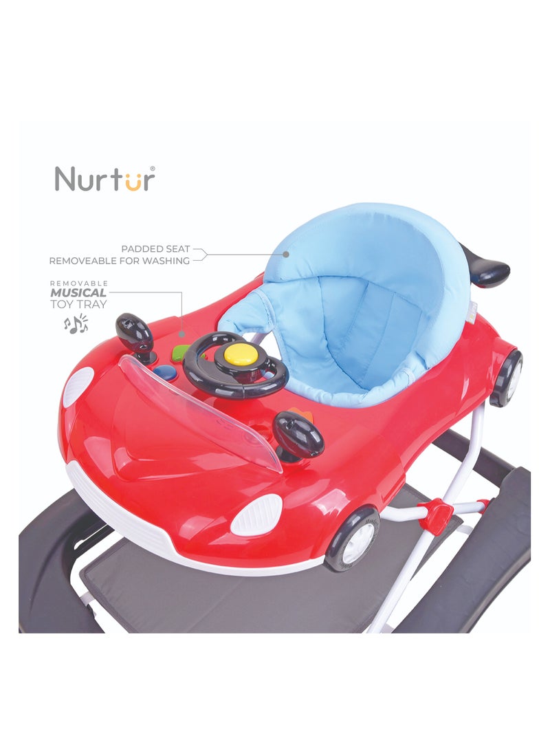 Nurtur 4 In 1 Baby Multi Walker-rocking Function- Music - 5 Height Adjustment- feeding table, car mould, easy fold - Multi