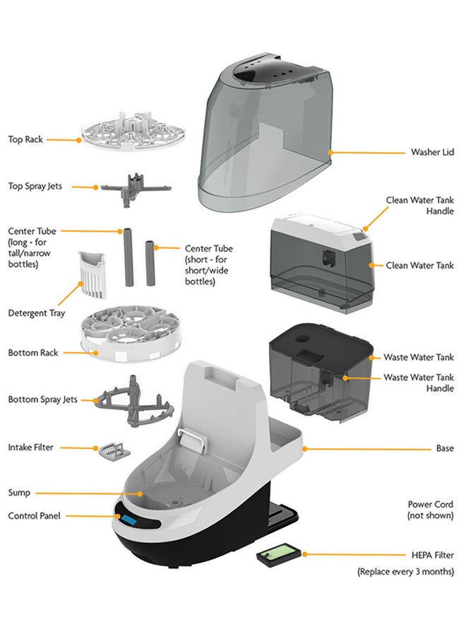 Automatically Bottle Washer PRO Sterilises And Dries Bottles, Pump Parts And Sippy Cups