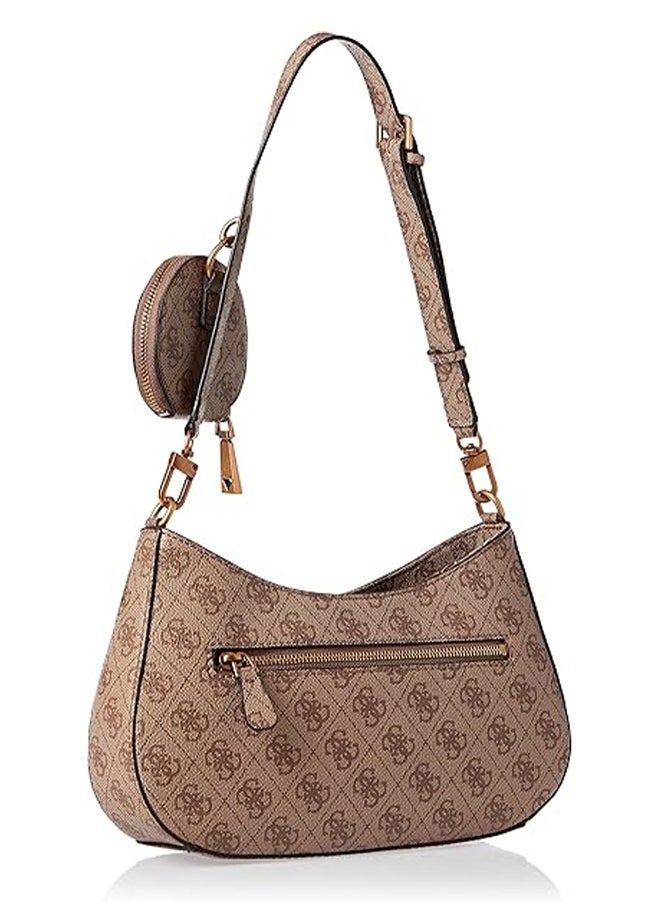 Women's Alexie Top Zip Shoulder Bag, Stylish Brown Hobo Bag with Adjustable Strap, Accessory Pouch and Ample Storage for Everyday Essentials, Spring/Summer 2025 Collection for Women