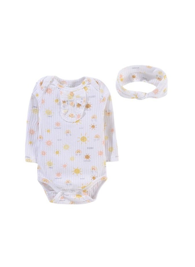 Bambimici Anaya Sun Print Long Sleeve Set - White