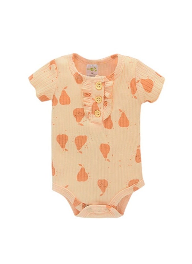 Bambimici Yara 2- Piece Short Sleeve Body Suit Pear Print - Peach