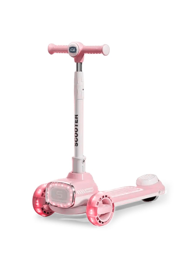 Little Story Kids Scooter w/ Ride On & Push Handle - Pink