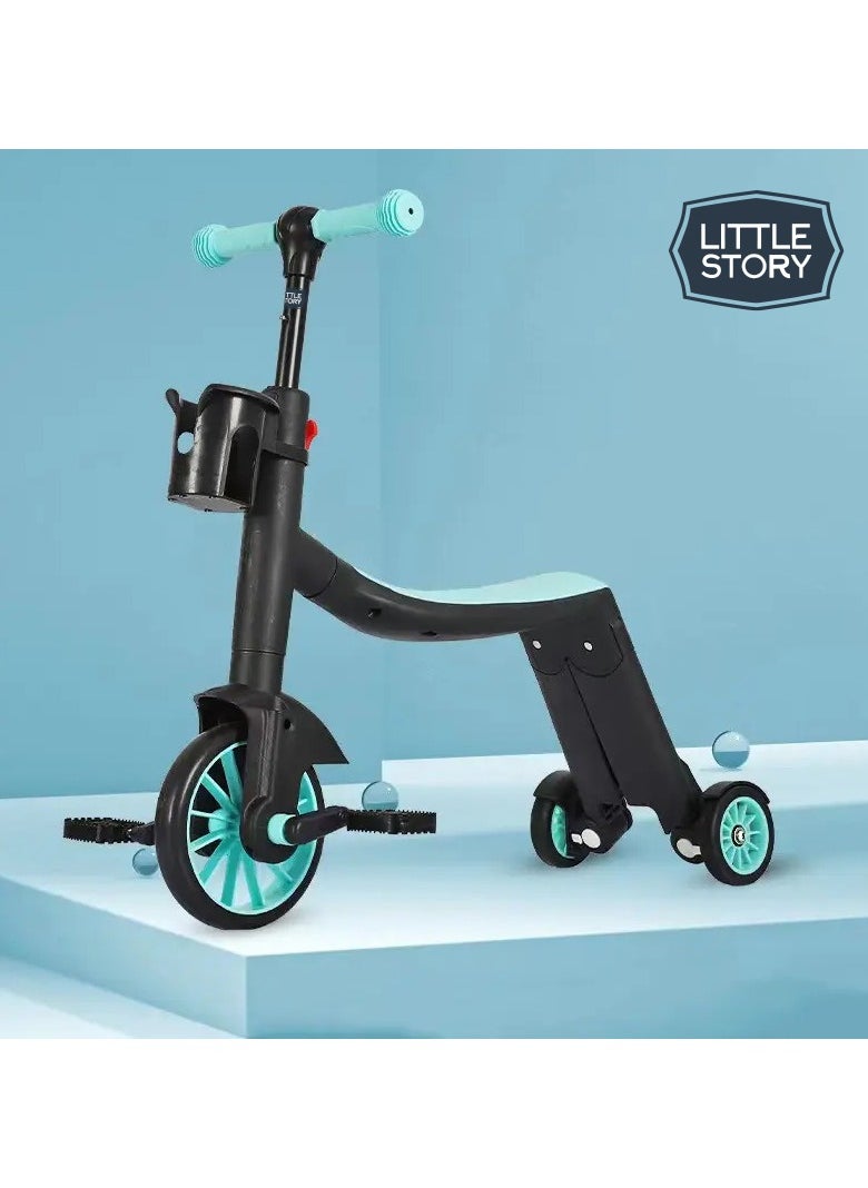 Little Story Kids Scooter / Balance Bike / Tri Cycle - Green