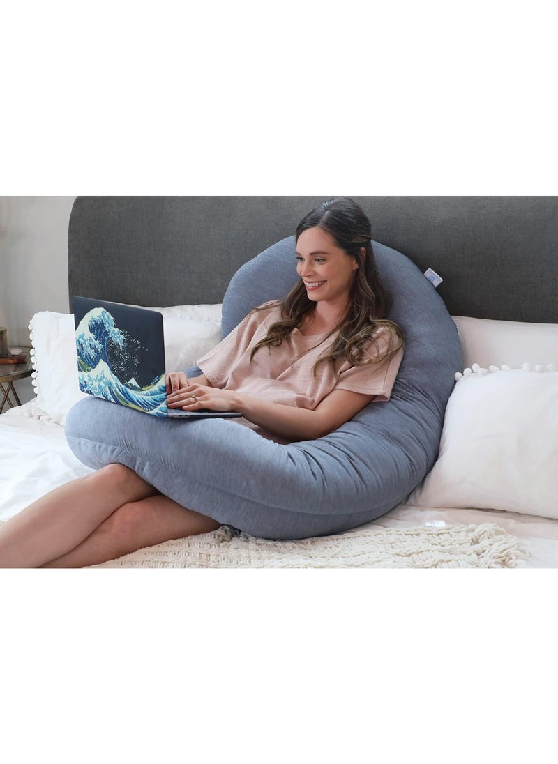 Pharmedoc C Shape Full Body Pillow -  Grey Cooling Cover