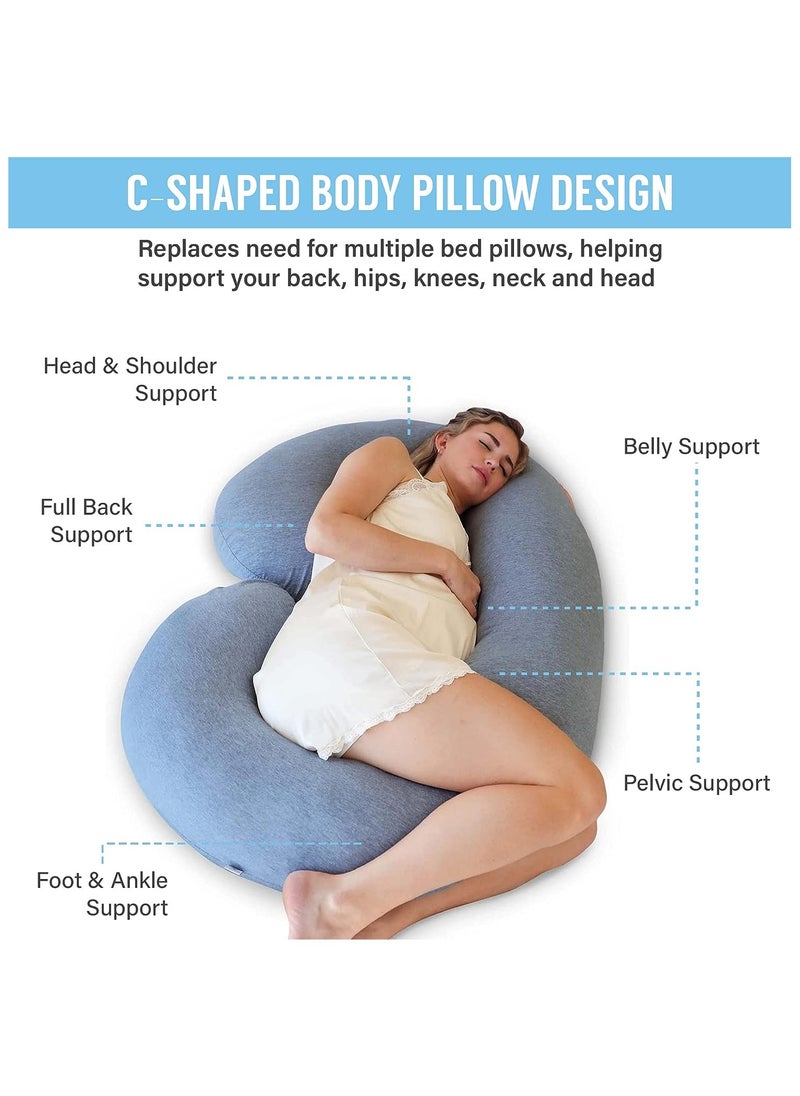 Pharmedoc C Shape Full Body Pillow -  Grey Cooling Cover