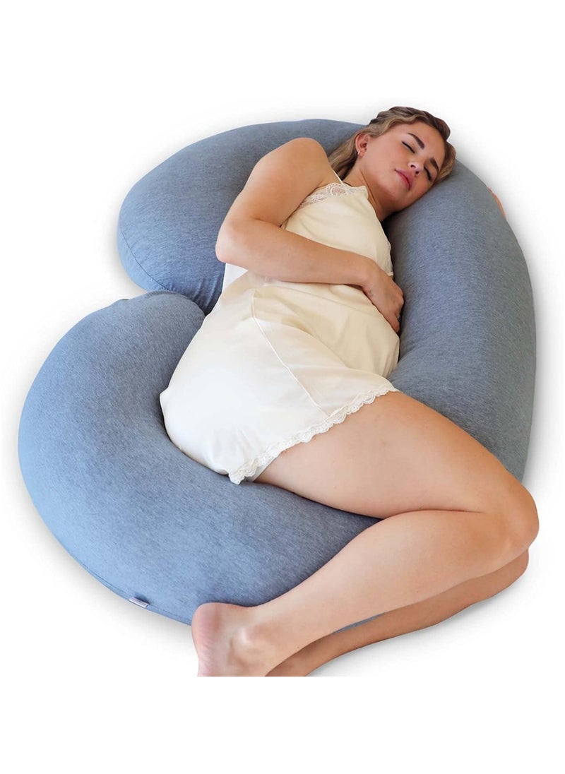 Pharmedoc C Shape Full Body Pillow -  Grey Cooling Cover