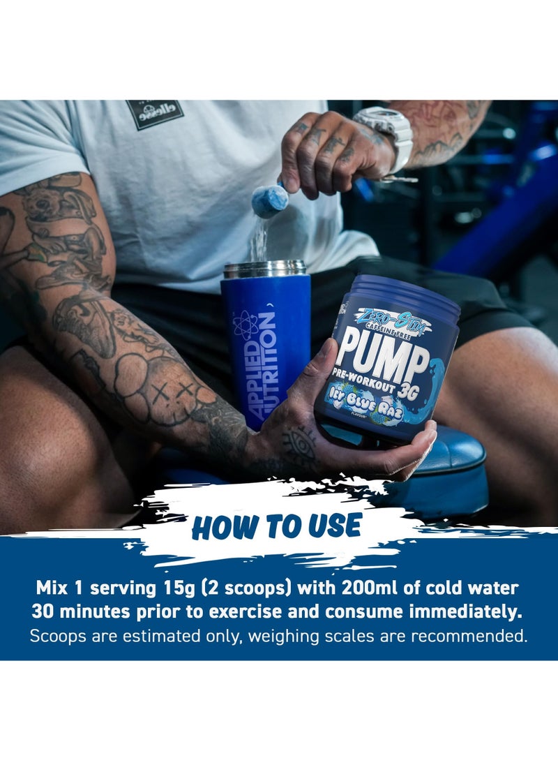 Applied Nutrition Zero-Stim Caffeine Pump 3G Pre-Workout Icy Blue Raz 375g