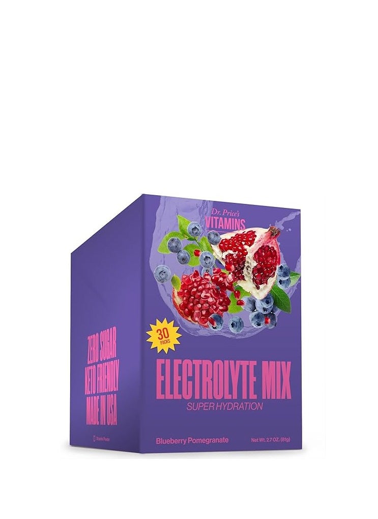 Electrolytes Powder Packets - Electrolytes No Sugar - Hydration Packets - Electrolyte Mix - Keto Electrolytes - Fasting Electrolytes - Water Enhancer, No Tablets - 30 Packets Blueberry-Pomegranate