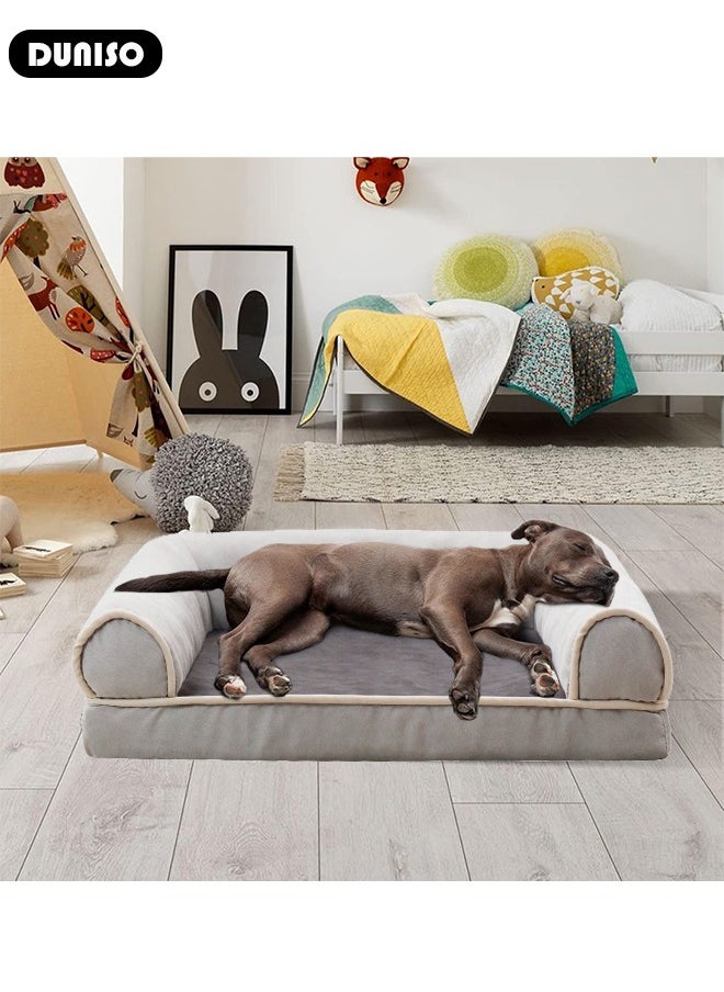 Dog Bed, Non-Slip Pet Sofa Lounger Puppy Couch Removable Machine Washable Cover Cushion Big Cat Kennel Cot, Medium Large Adult Dogs Kitten Sleeping Mattress