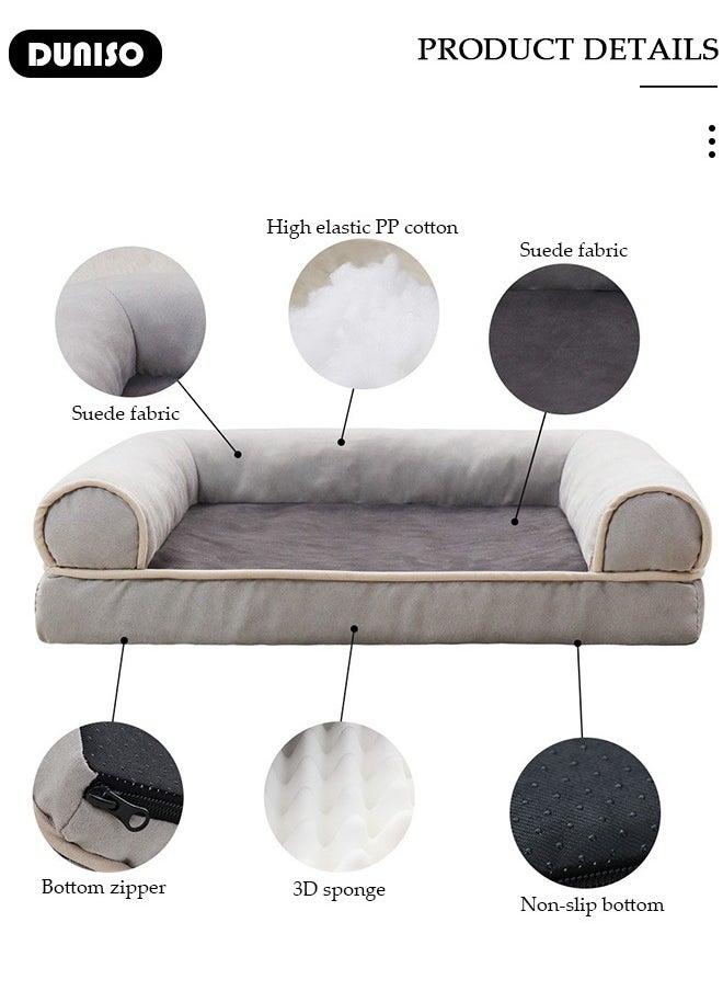 Dog Bed, Non-Slip Pet Sofa Lounger Puppy Couch Removable Machine Washable Cover Cushion Big Cat Kennel Cot, Medium Large Adult Dogs Kitten Sleeping Mattress