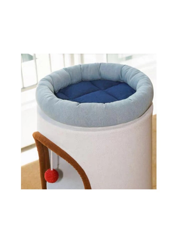 Modern Cat Tower with Multi-Level Design, 72cm Height, Denim and Cream, Plush Interior, Size - 72cm x 38cm x 38cm