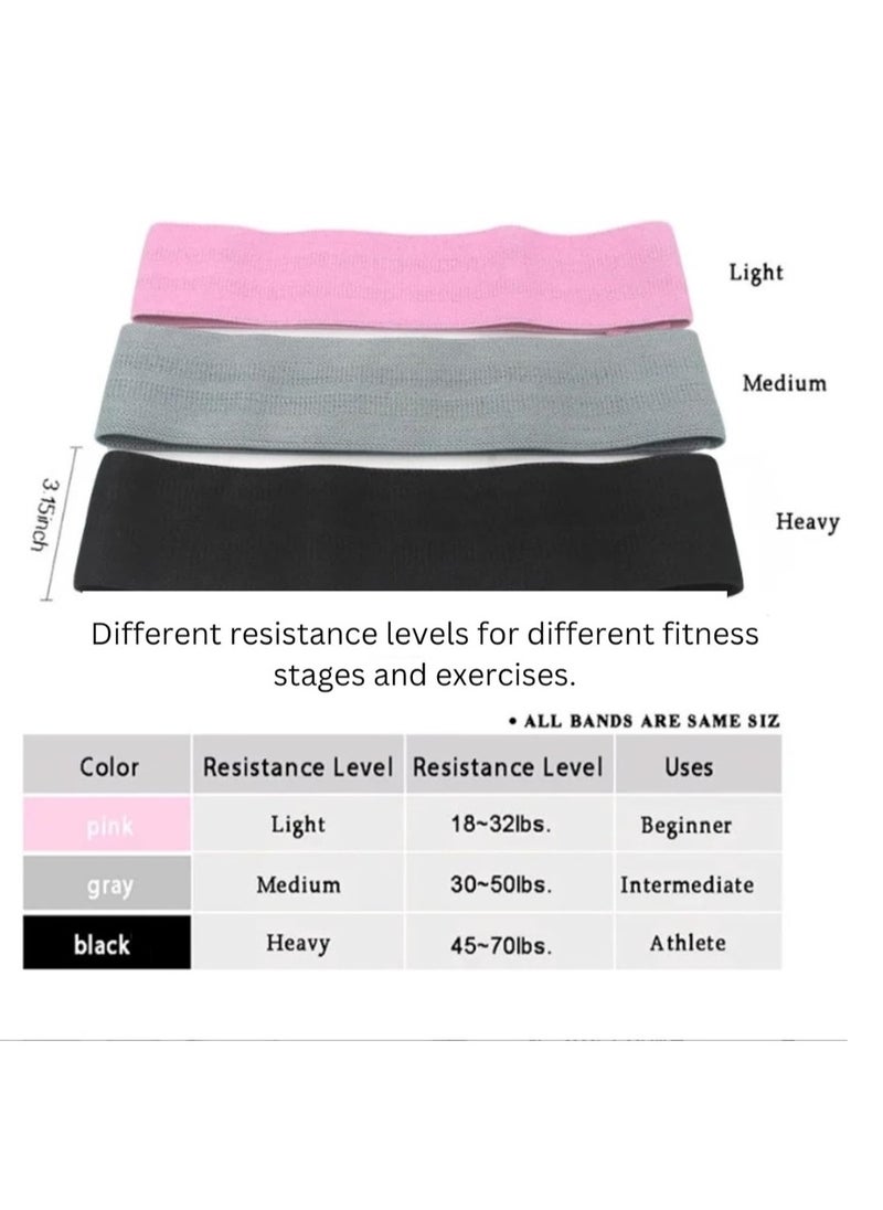 Resistance Bands Set | Non-Slip Booty Bands for Home Workouts, Yoga & Pilates | Light, Medium & Heavy Resistance Levels | Effective for Strength Training & Toning