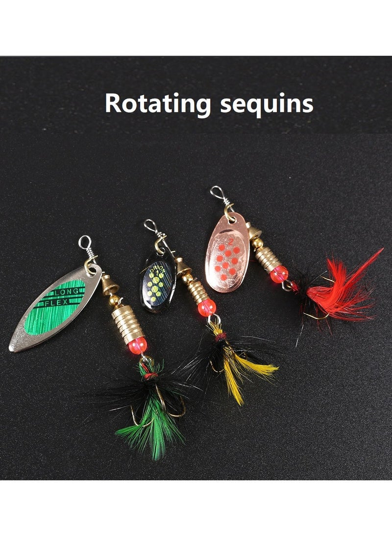 10-piece fishing bait spinning sequin bait, hard metal fishing spoon suitable for lure bait set spinning sequin set bait fake bait metal composite sequin