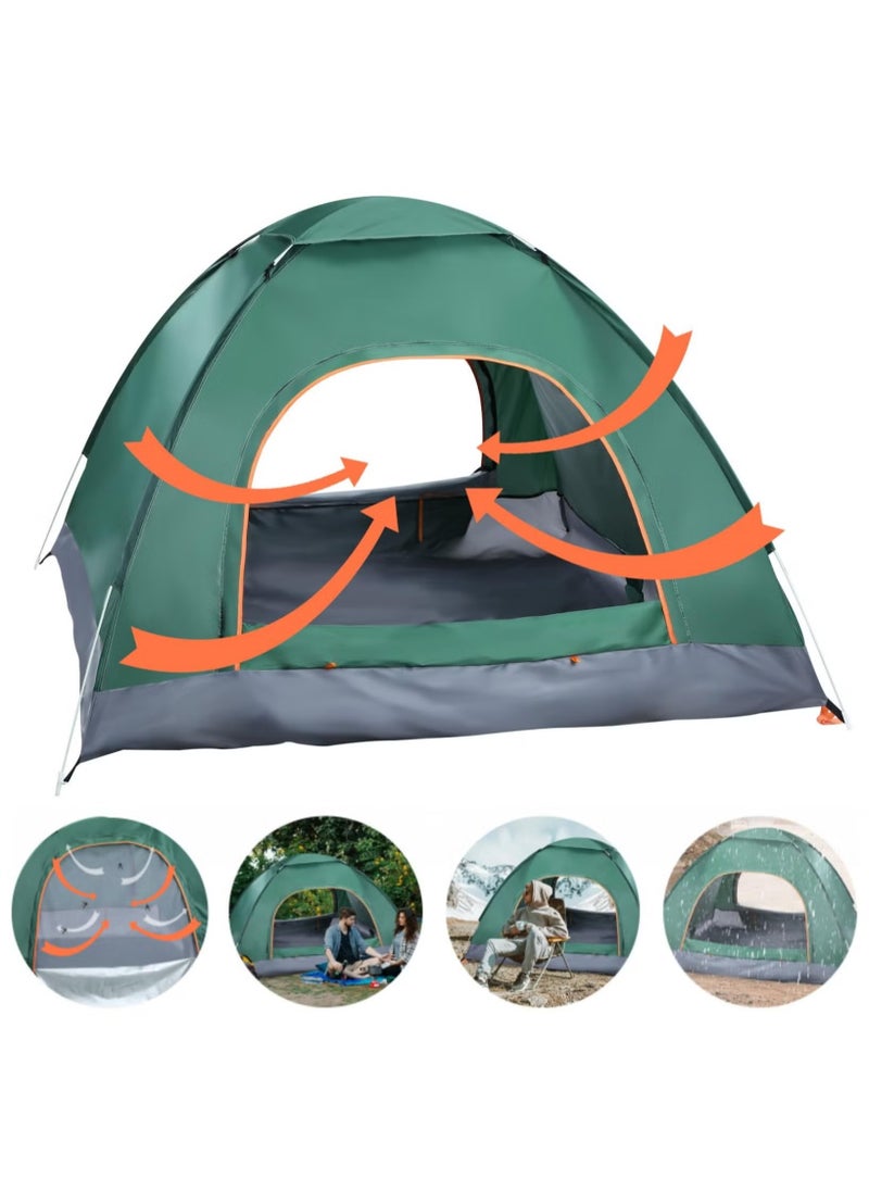 Automatic Pop-Up Instant Camping Tent | Lightweight 4-Person Tent with UV Protection | 200x200x135cm Compact Travel Tent