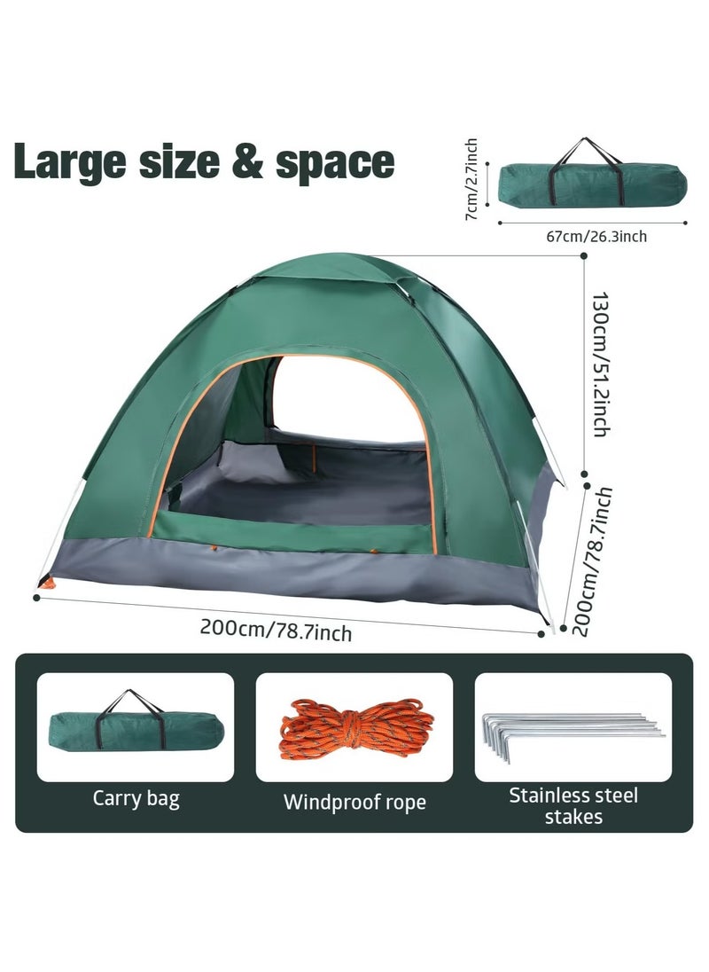 Automatic Pop-Up Instant Camping Tent | Lightweight 4-Person Tent with UV Protection | 200x200x135cm Compact Travel Tent