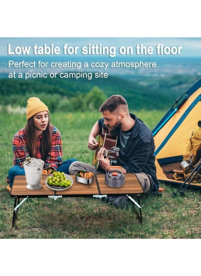 Portable Picnic Camping Table Table 3-Fold Lightweight Folding Table for Outside Picnic Garden Cooking BBQ Fishing Beach Table Size: 90*40cm