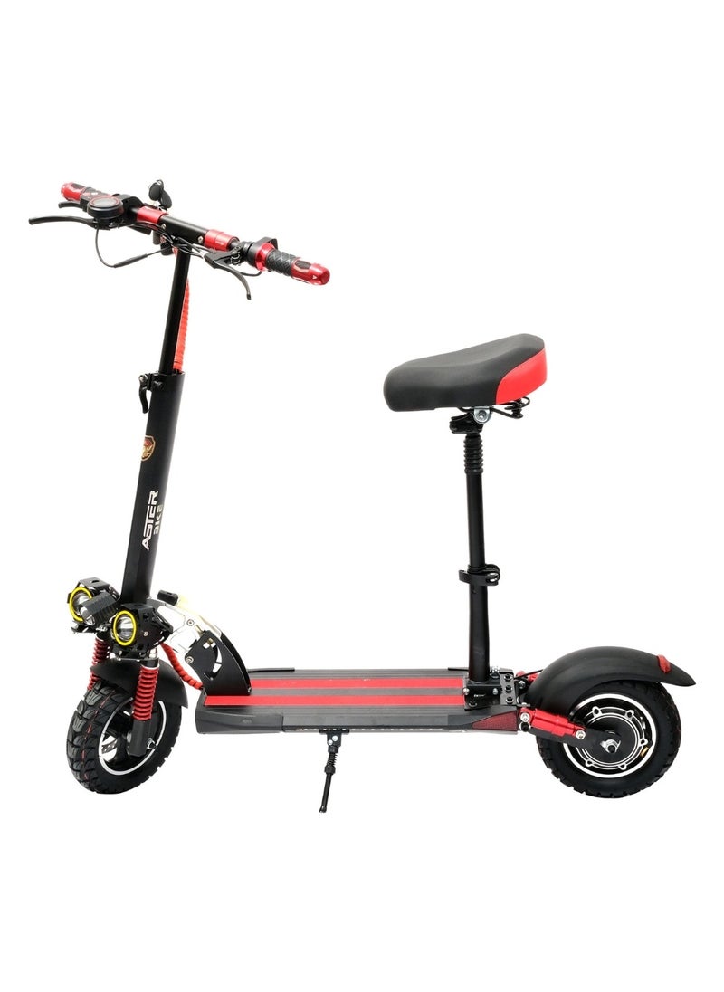 E-Scooter E10 2000W Motor 48V 13Ah Battery, Foldable with Anti Theft RC Red