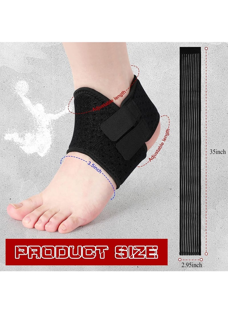 2 Pairs Ankle Foot Support Wrap for Sprained Weak Ankles Ligament Damage Stabilization Achilles Tendonitis Plantar Fasciitis Heel Pain Relief Adjustable Brace Sleeve With Strap for Women Men