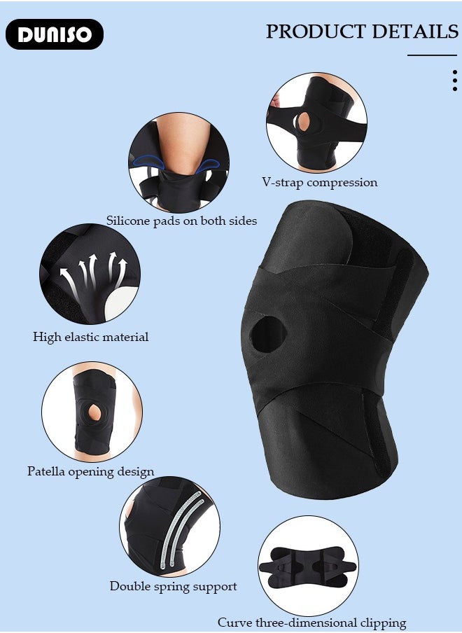 Professional Knee Pad Knee Brace with Side Stabilizers and Patella Gel Pads Adjustable Compression Knee Support Braces for Knee Pain Meniscus Tear ACL MCL Arthritis Joint Pain Relief Injury Recovery