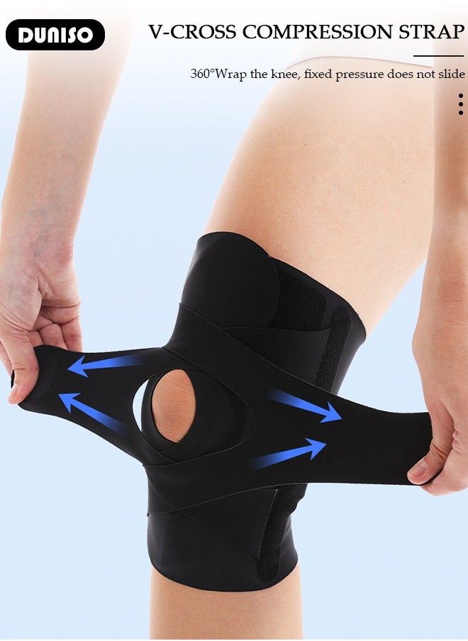 Professional Knee Pad Knee Brace with Side Stabilizers and Patella Gel Pads Adjustable Compression Knee Support Braces for Knee Pain Meniscus Tear ACL MCL Arthritis Joint Pain Relief Injury Recovery