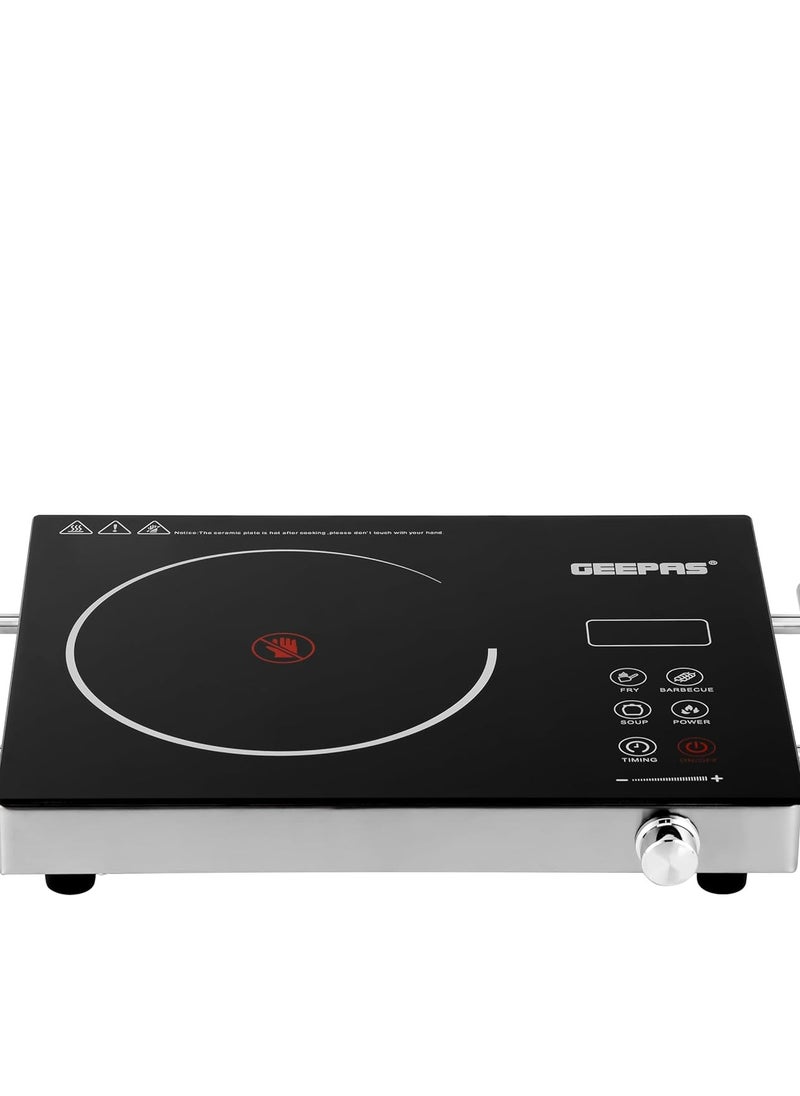 Geepas 4 Digit LED Display 2000W Digital Infrared Cooker GIC6920|Elegant Design, Fireproof material, Stainless steel body| Overheat protection, over current protection, high & low voltage protection