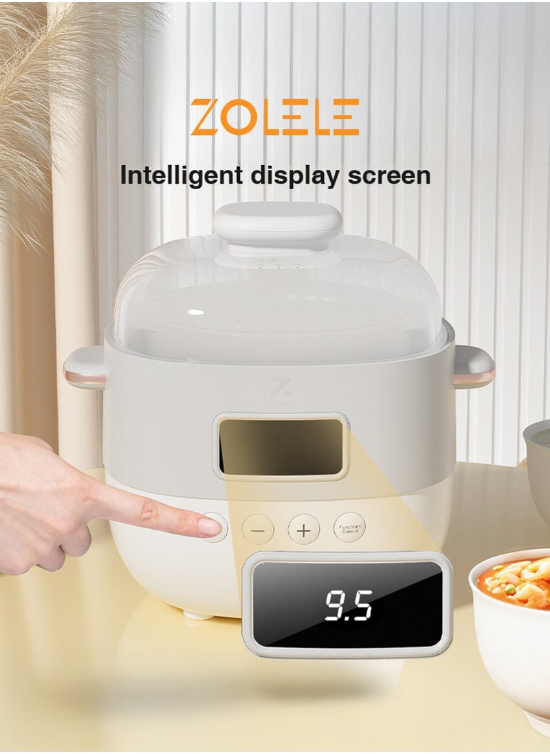 Multi-Function Electric Stew Pot – Versatile Cooking for Soups, Stews, Porridge, and More with Advanced Heat Control, Energy-Efficient Design, and Compact Household Size ES101- White