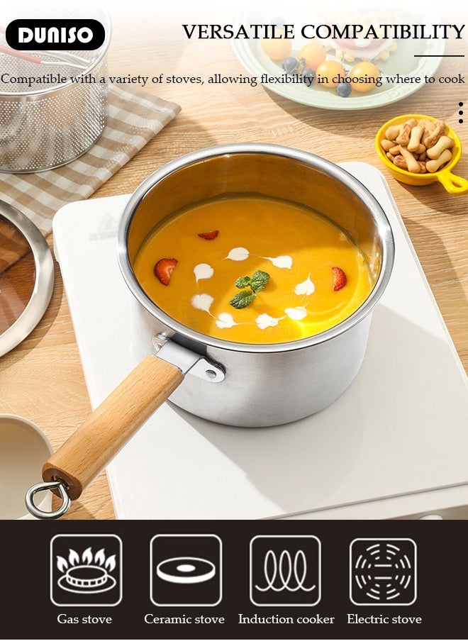 Deep Fryer Pot with Fry Basket, Stainless Steel Oil Strainer Pot, Food Cooking Pot With Lid, Deep Fry Pan with Easy Grip Handle for Home Use, Stovetop Fryer with Basket for French Fries, Chicken Wings