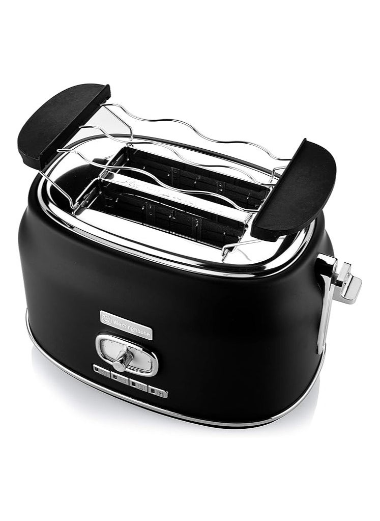 Retro Series 2-Slice Toaster 815W - Black | High-Power Toaster for Even Toasting, Bagels & More