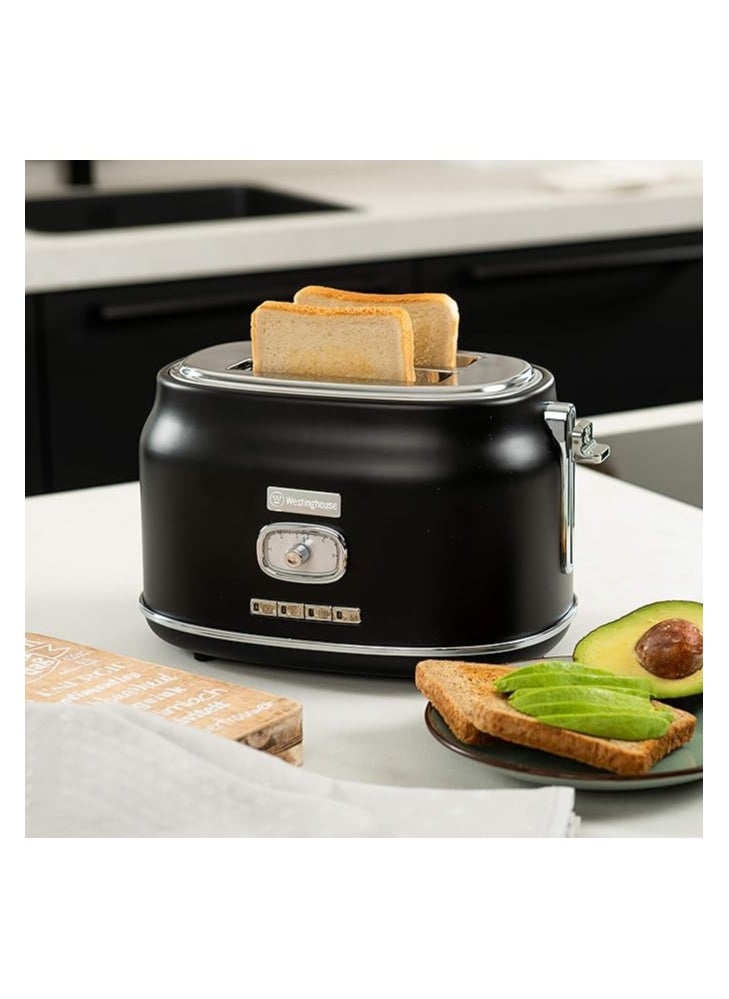 Retro Series 2-Slice Toaster 815W - Black | High-Power Toaster for Even Toasting, Bagels & More