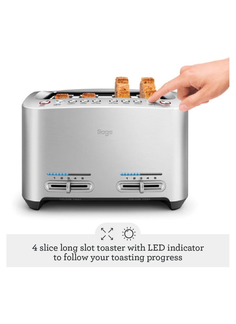 The Smart Toast 4-Slice Toaster, Brushed Aluminium - UAE Version, 2 Year Warranty