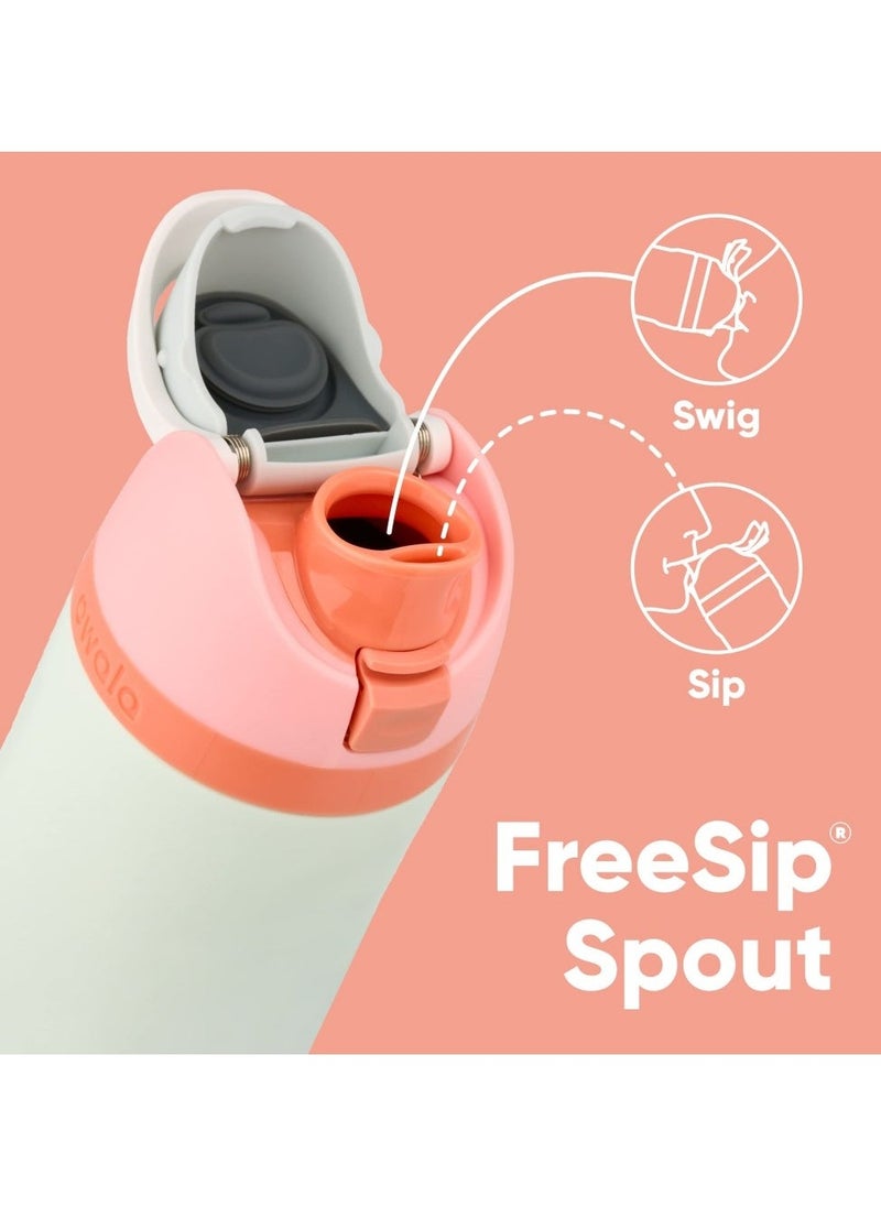 FreeSip Insulated Stainless Steel Water Bottle with Straw for Sports and Travel, BPA-Free, 32oz, Light pink