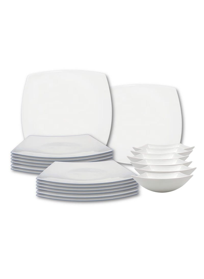 Melrich 26 Pcs Opal ware Dinner set 8 Dinner plate 8 Dessert plate 8 Bowl 1 Serving plate 1 Serving Bowl Dishwasher Microwave Safe BPA free