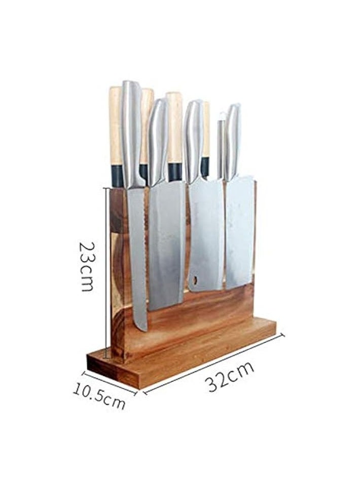 Magnetic Knife Block Holder Universal, Double Sides Storage Wood Knife Rack Stand, Kitchen Organizer, Without Knives