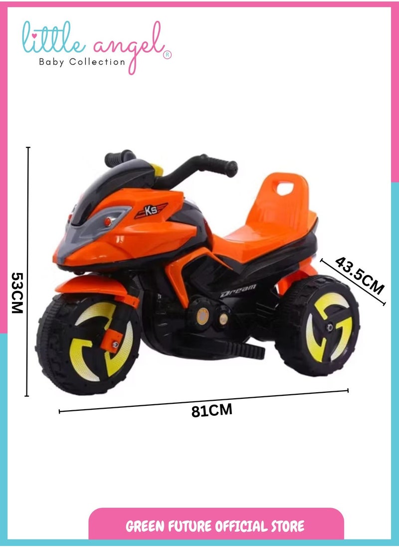 Kids Electric Ride On Motorcycle Battery Powered 3 Wheel Toy Bike for Children with Lights, Sounds, and Safe Design for Outdoor Fun