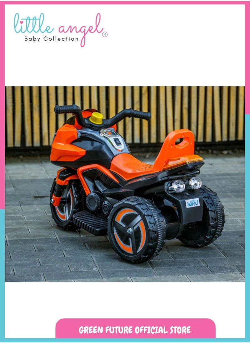 Kids Electric Ride On Motorcycle Battery Powered 3 Wheel Toy Bike for Children with Lights, Sounds, and Safe Design for Outdoor Fun