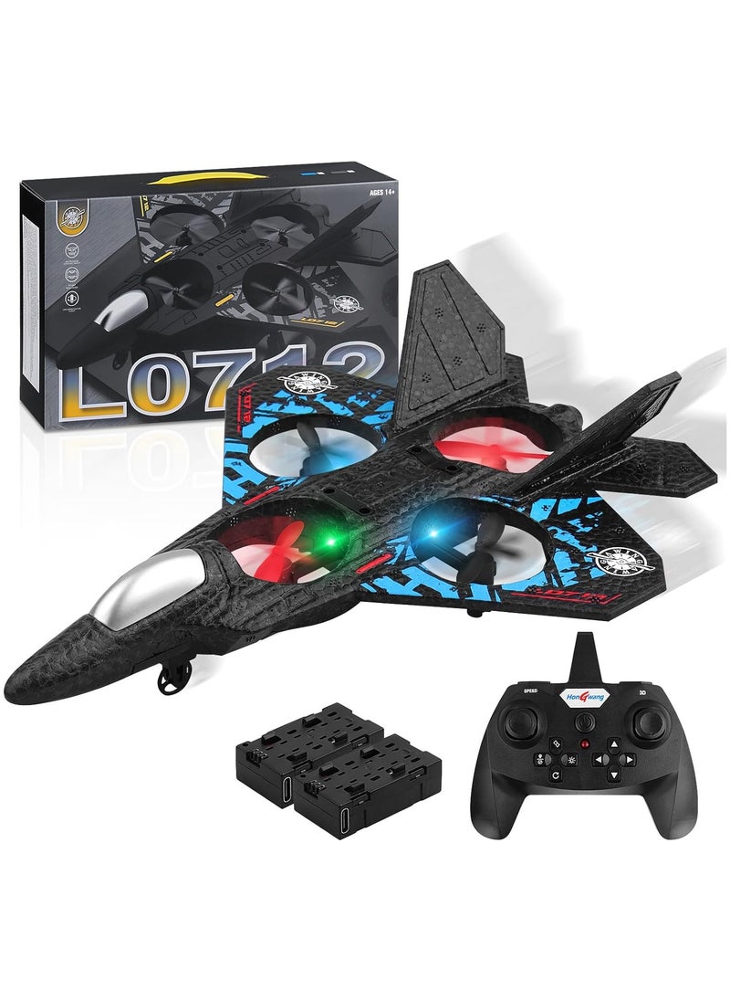 RC Aeroplane 2.4GHz Remote Controlled Aeroplane L0712 Quadcopter Floating Fighter Plane RC Aeroplane RTF for Beginners, Children and Adults, APlane Toy with Coloured Lights USB Charging